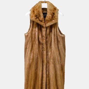 Paris Furs Long Beige Mink Fur Vest